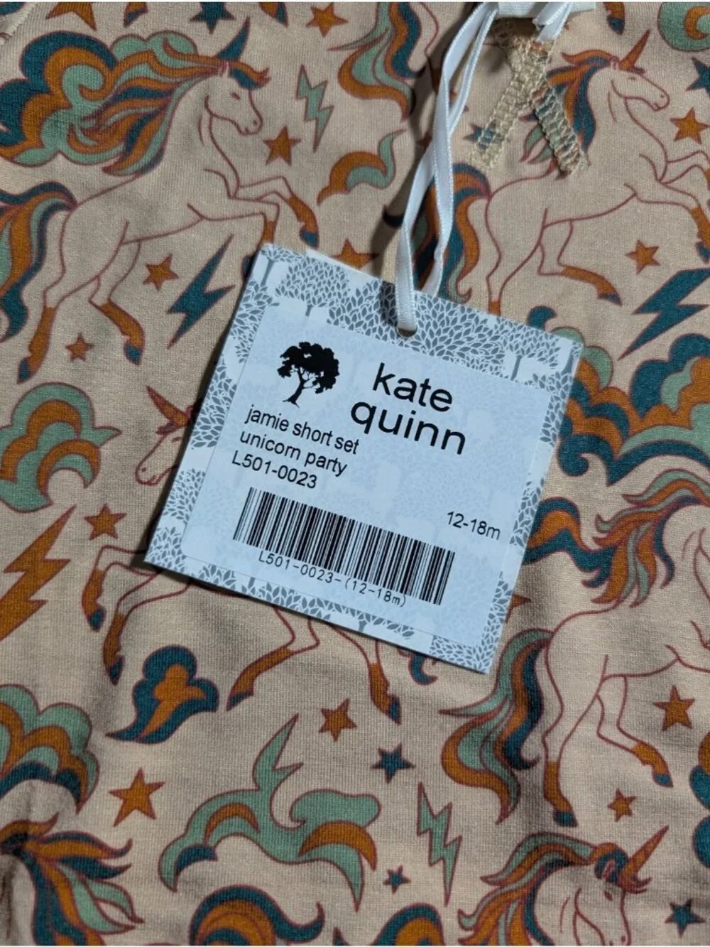Kate Quinn Jamie Shorts Set Unicorn Party Bamboo Short Sleeve Tee & Shorts 12-18